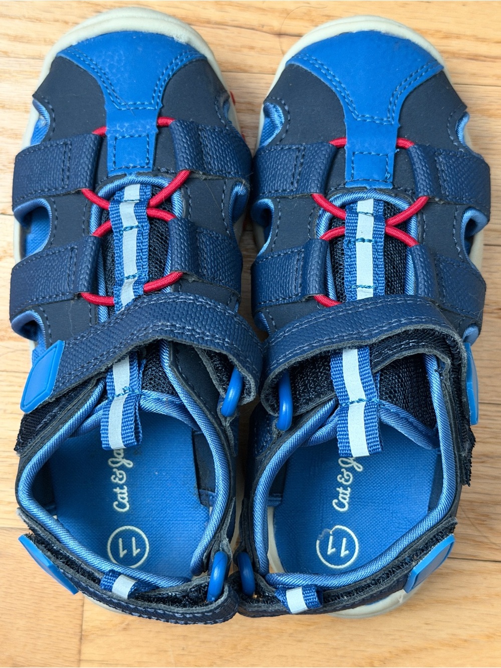 Cat & Jack Navy and Blue Kids' Closed-Toe Sport Sandals with Red Accents